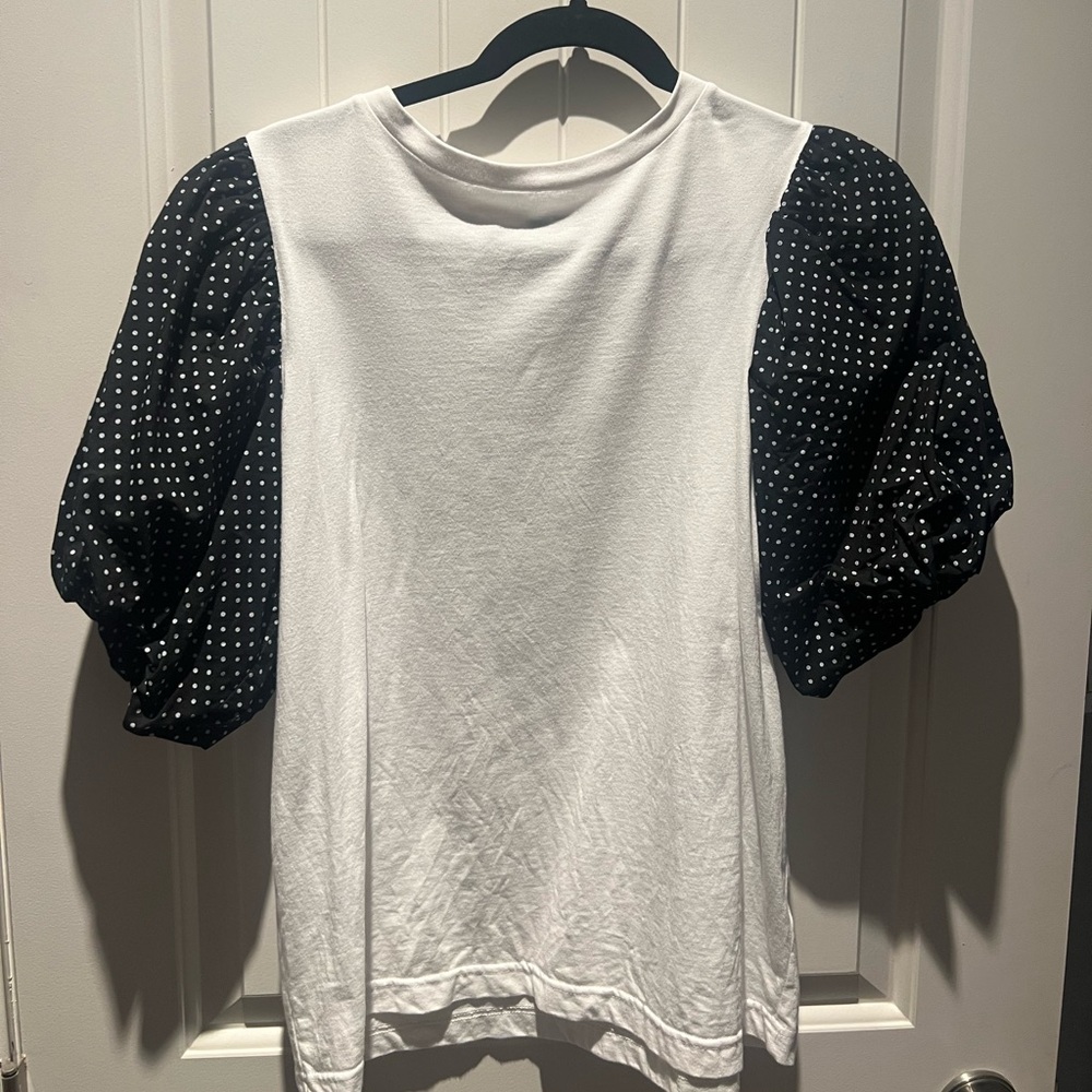Black white polkadot shirt